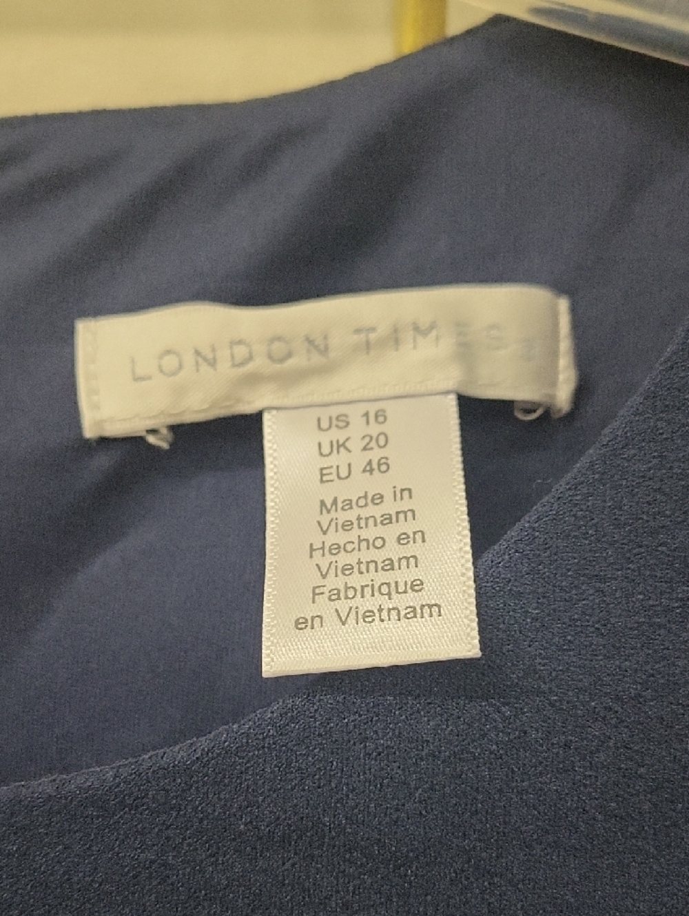 London Times Navy Midi Dress with Gold Accent Buttons - Picture 2 of 5